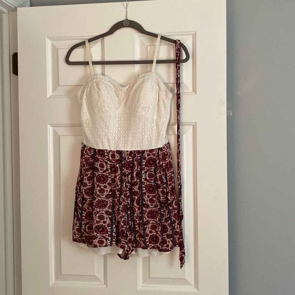 White and Printed Romper